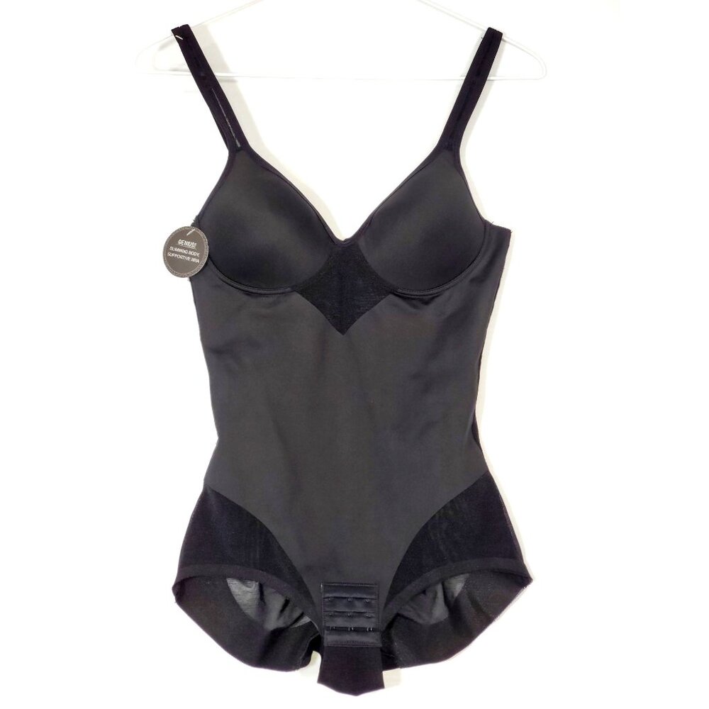 NWT Under Where? Women's Black Shape-wear Lightly Padded  Bodysuit Size S 1553